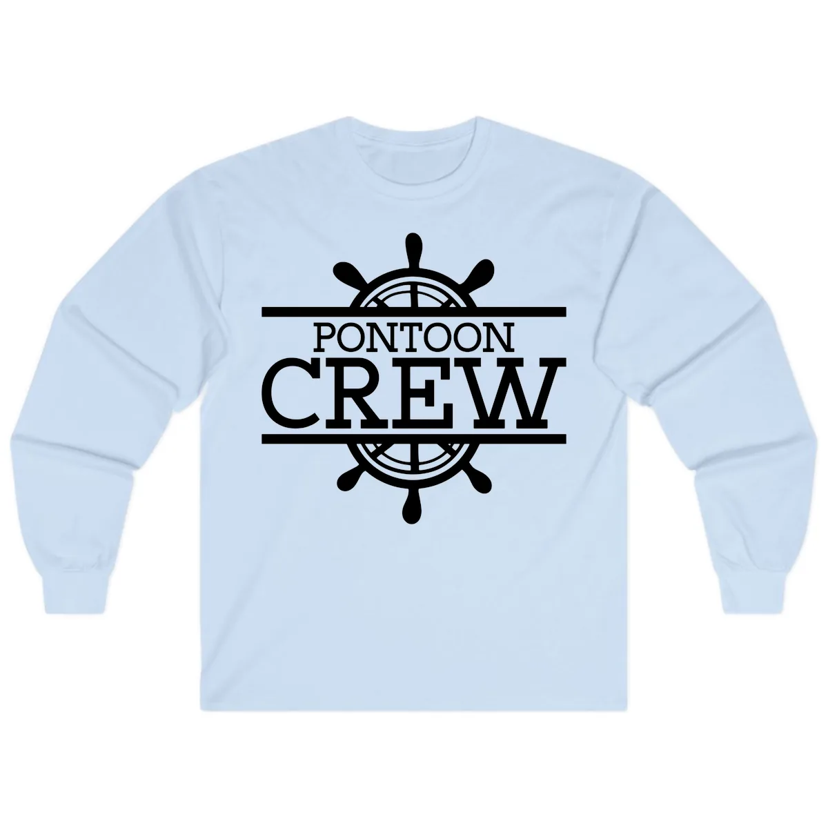 Pontoon Crew Nautical Helm Design Long Sleeve in Light Blue