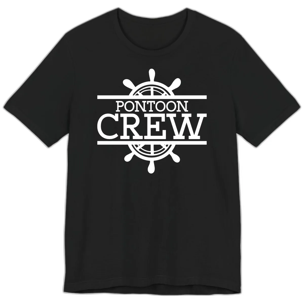 Pontoon Crew Nautical Helm Design Premium T-Shirt in Black