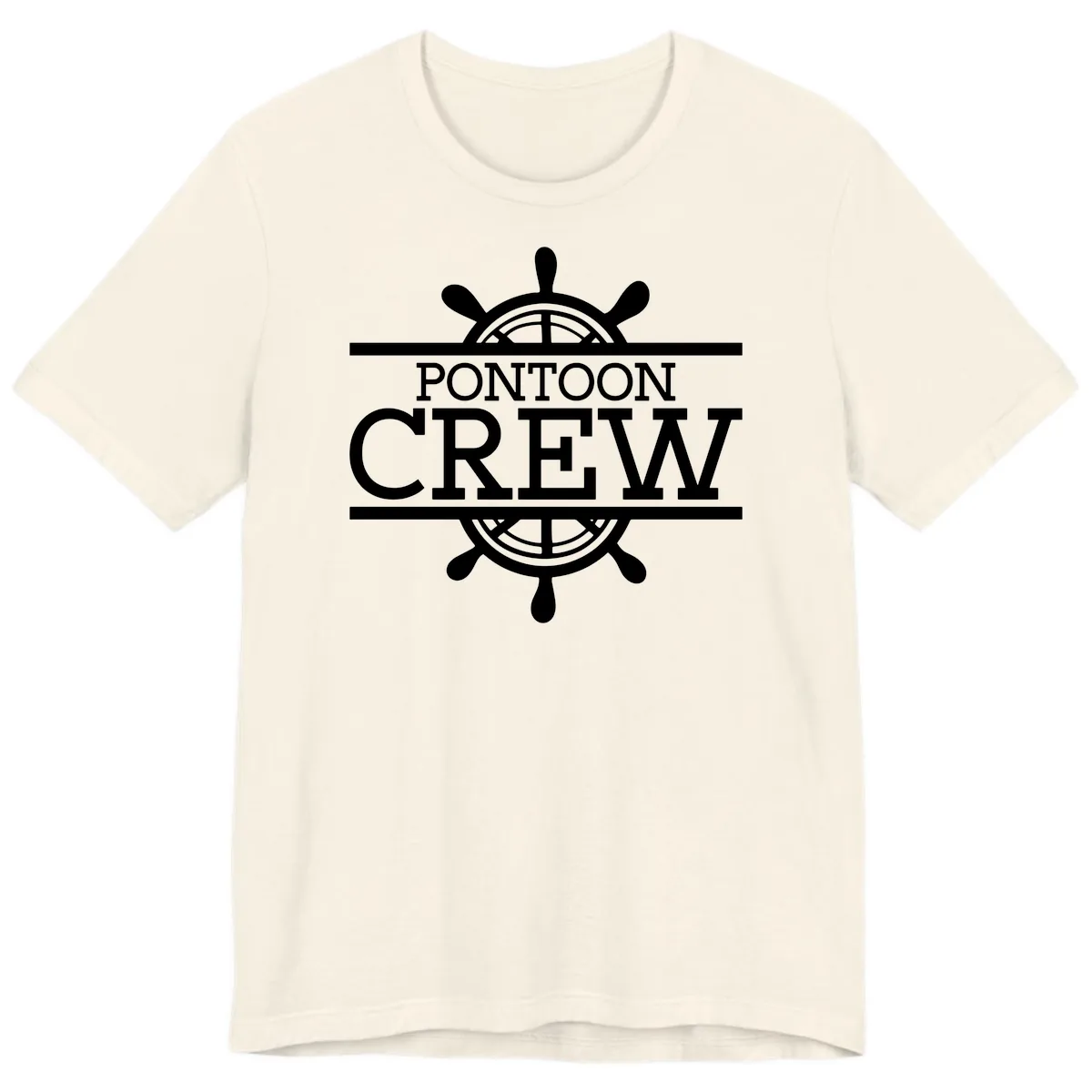 Pontoon Crew Nautical Helm Design Premium T-Shirt in Natural