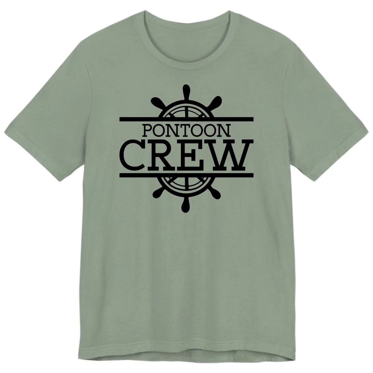 Pontoon Crew Nautical Helm Design Premium T-Shirt in Sage