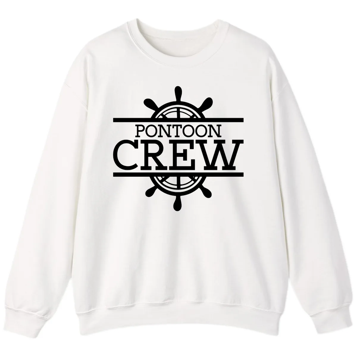Pontoon Crew Nautical Helm Design Sweatshirt in White