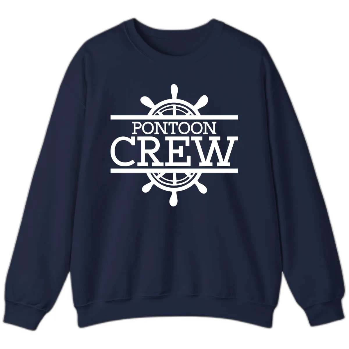 Pontoon Crew Nautical Helm Design Sweatshirt in Navy