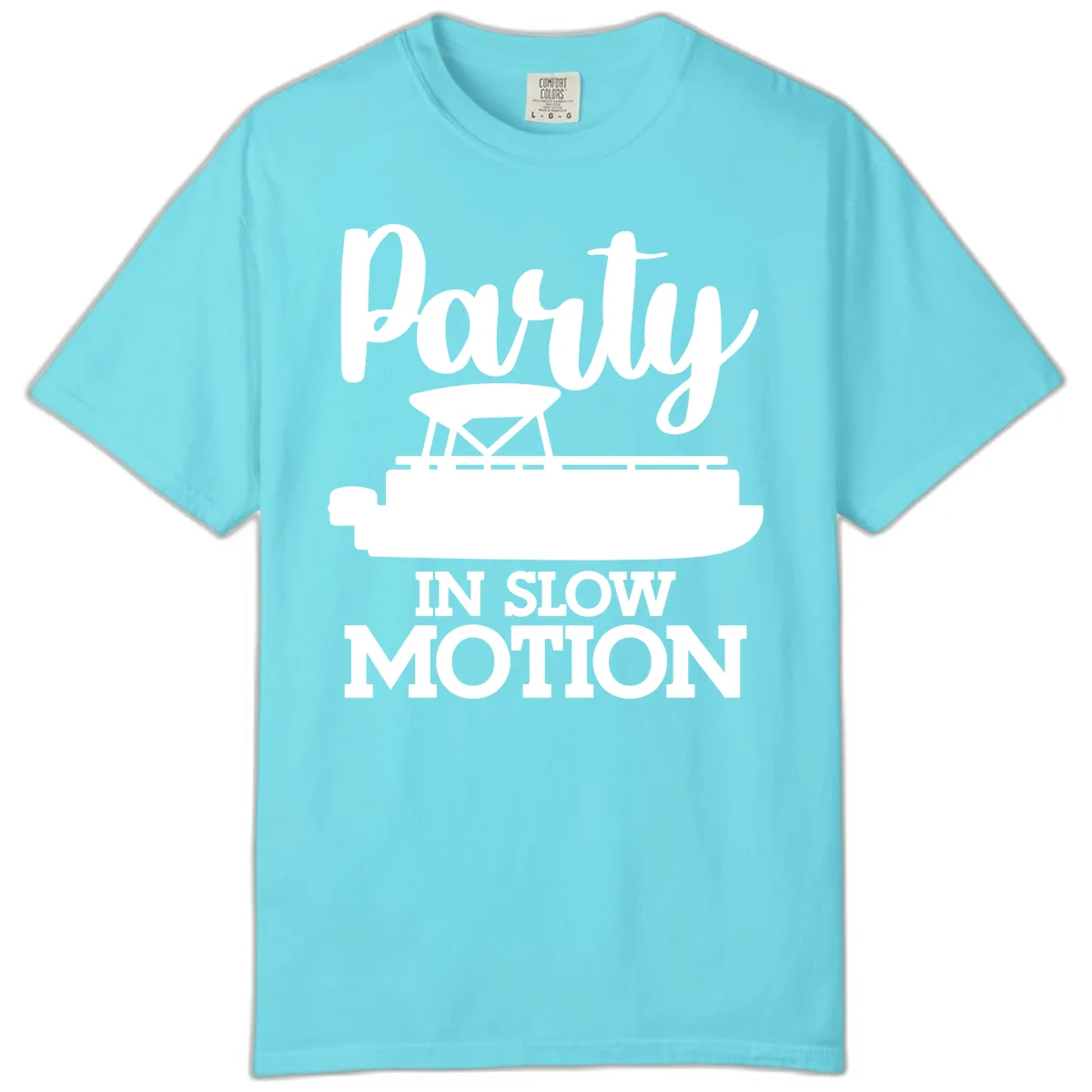 Party In Slow Motion Pontoon Life Comfort Color in Lagoon Blue