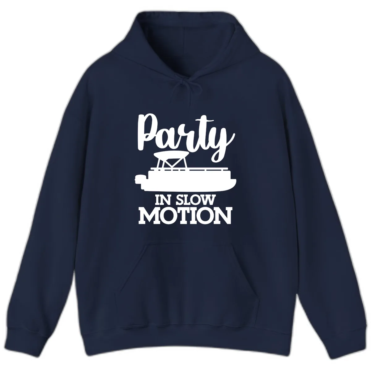 Party In Slow Motion Pontoon Life Hoodie in Navy