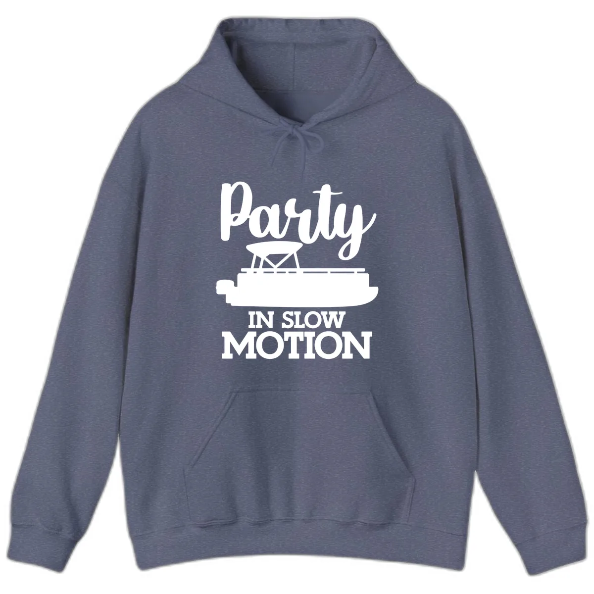 Party In Slow Motion Pontoon Life Hoodie in Heather Navy