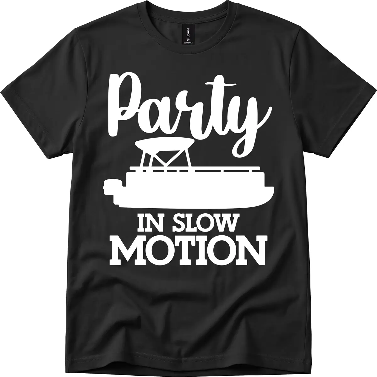 Party In Slow Motion Pontoon Life T-Shirt in Black