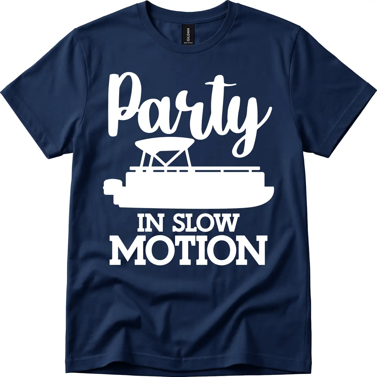 Party In Slow Motion Pontoon Life T-Shirt in Navy