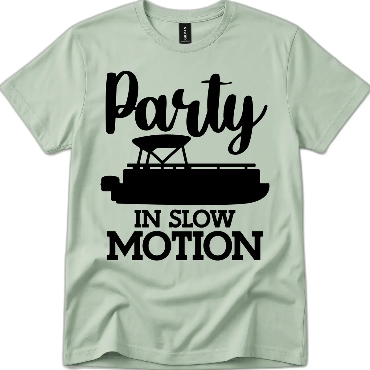 Party In Slow Motion Pontoon Life T-Shirt in Sage