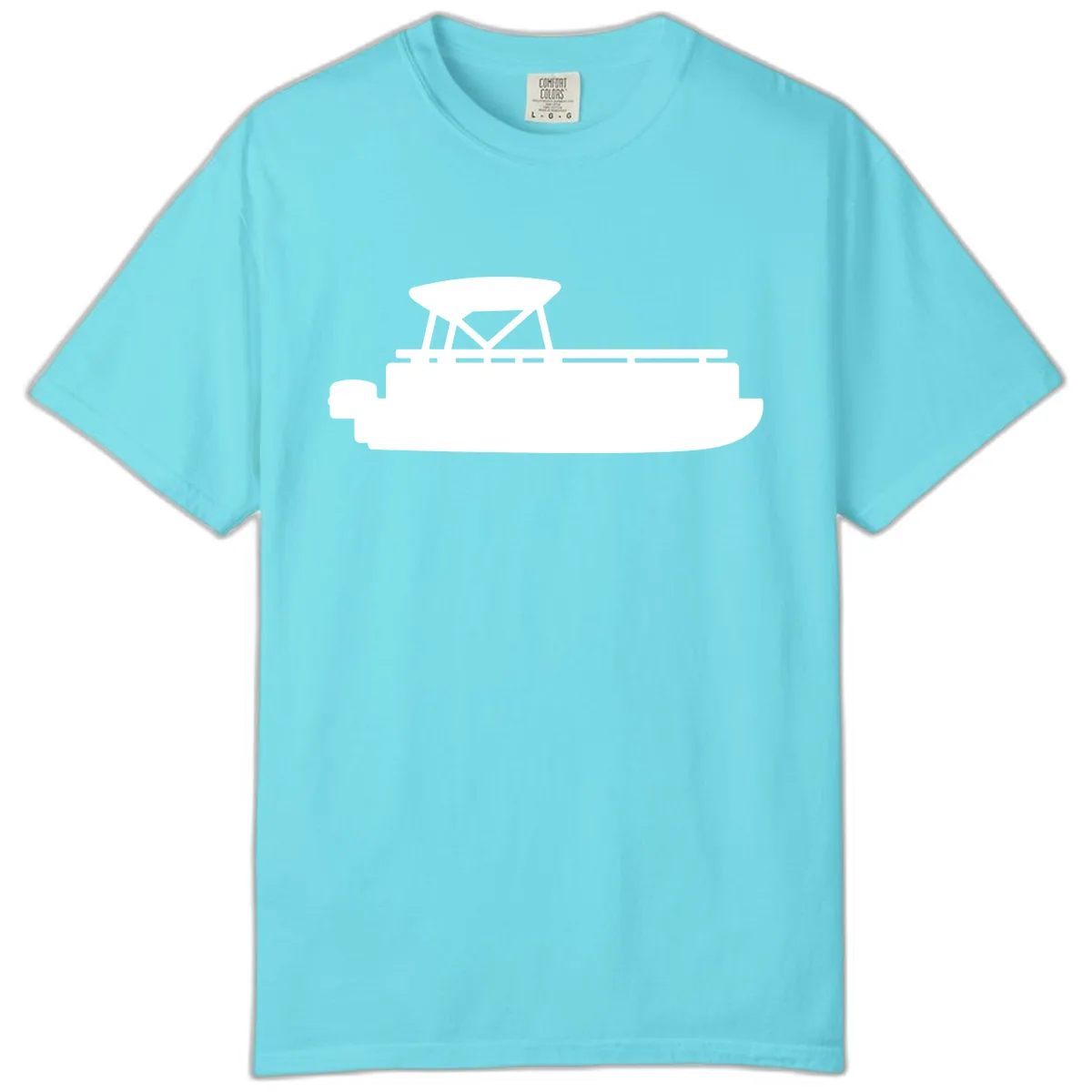 Pontoon Boat Silhouette Design Comfort Color in Lagoon Blue