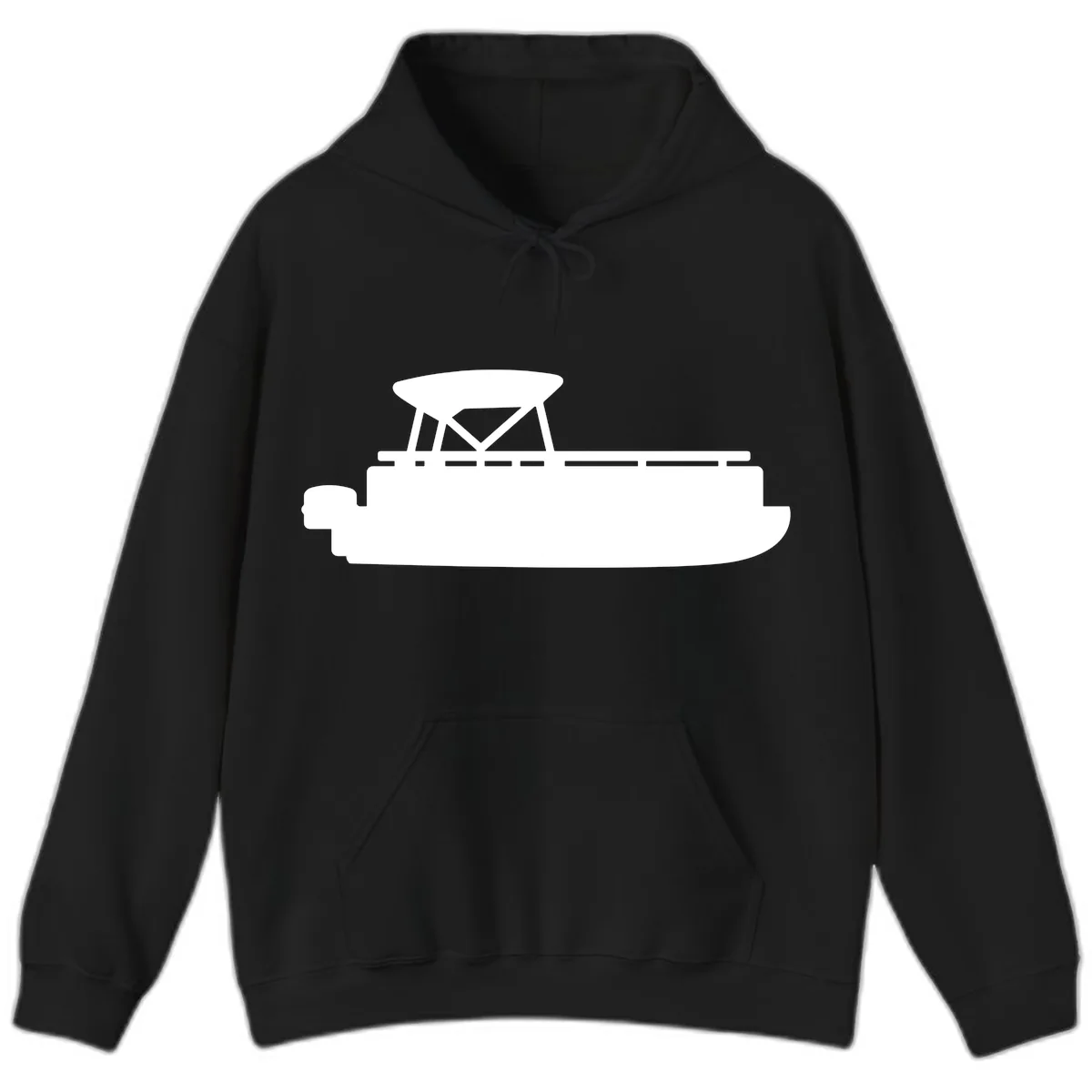 Pontoon Boat Silhouette Design Hoodie in Black
