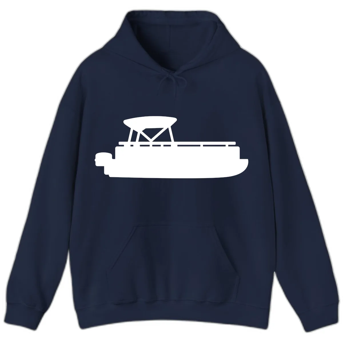 Pontoon Boat Silhouette Design Hoodie in Navy