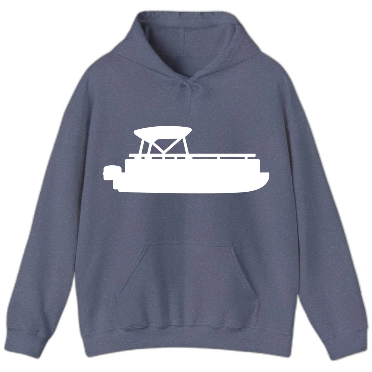 Pontoon Boat Silhouette Design Hoodie in Heather Navy