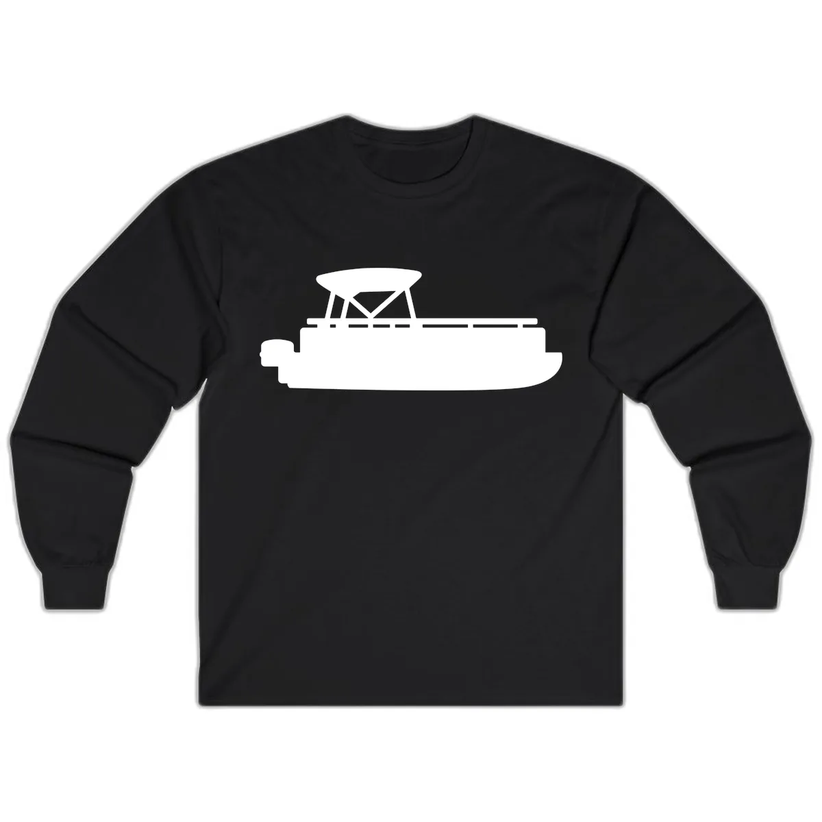Pontoon Boat Silhouette Design Long Sleeve in Black
