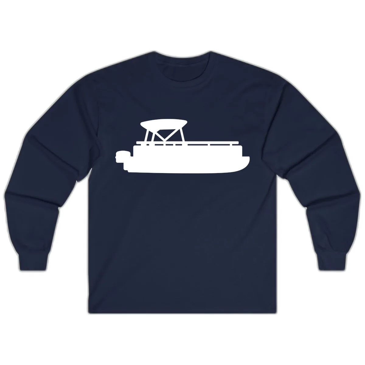 Pontoon Boat Silhouette Design Long Sleeve in Navy