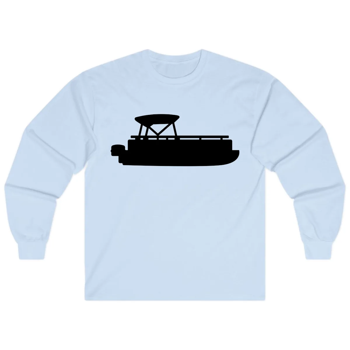 Pontoon Boat Silhouette Design Long Sleeve in Light Blue