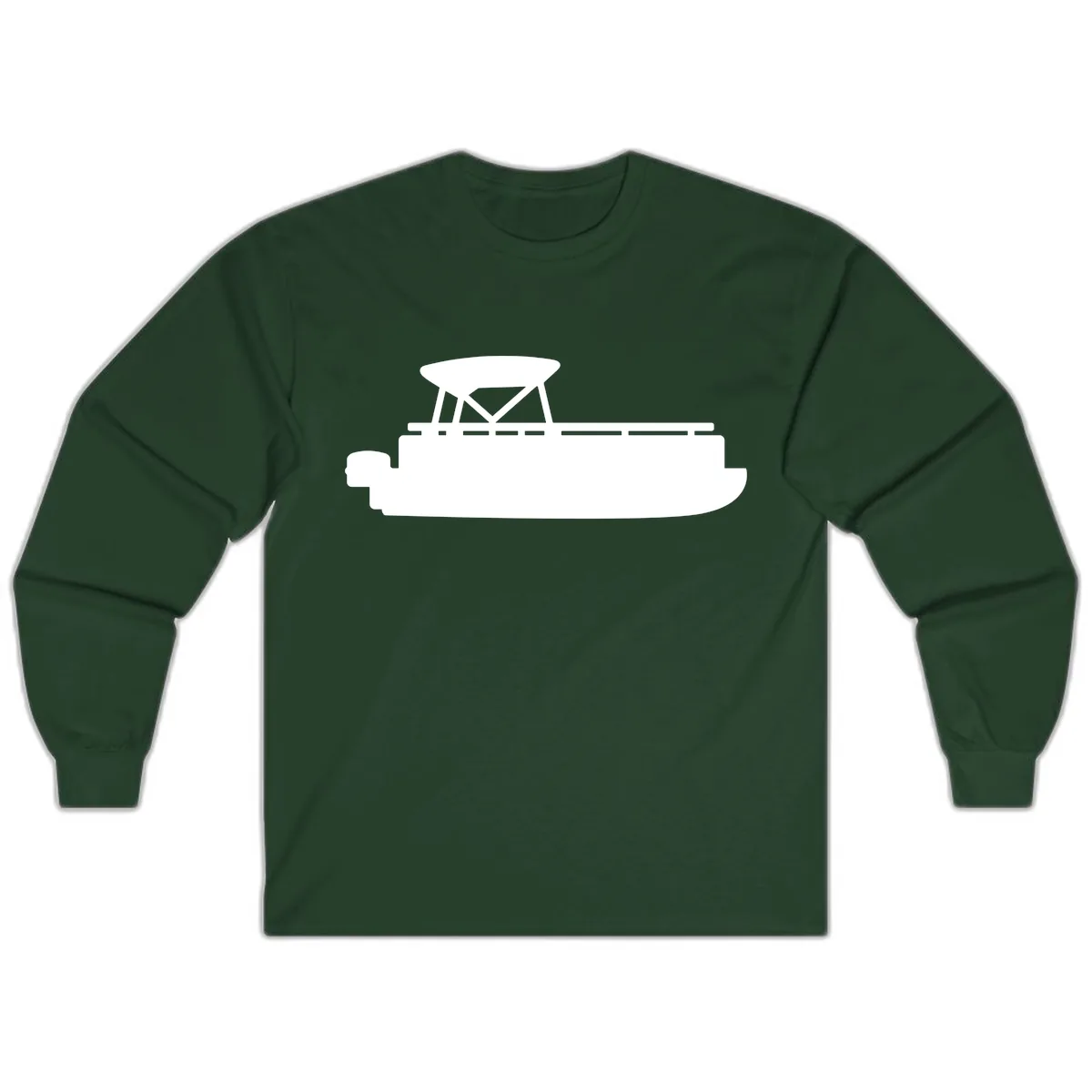 Pontoon Boat Silhouette Design Long Sleeve in Forest Green