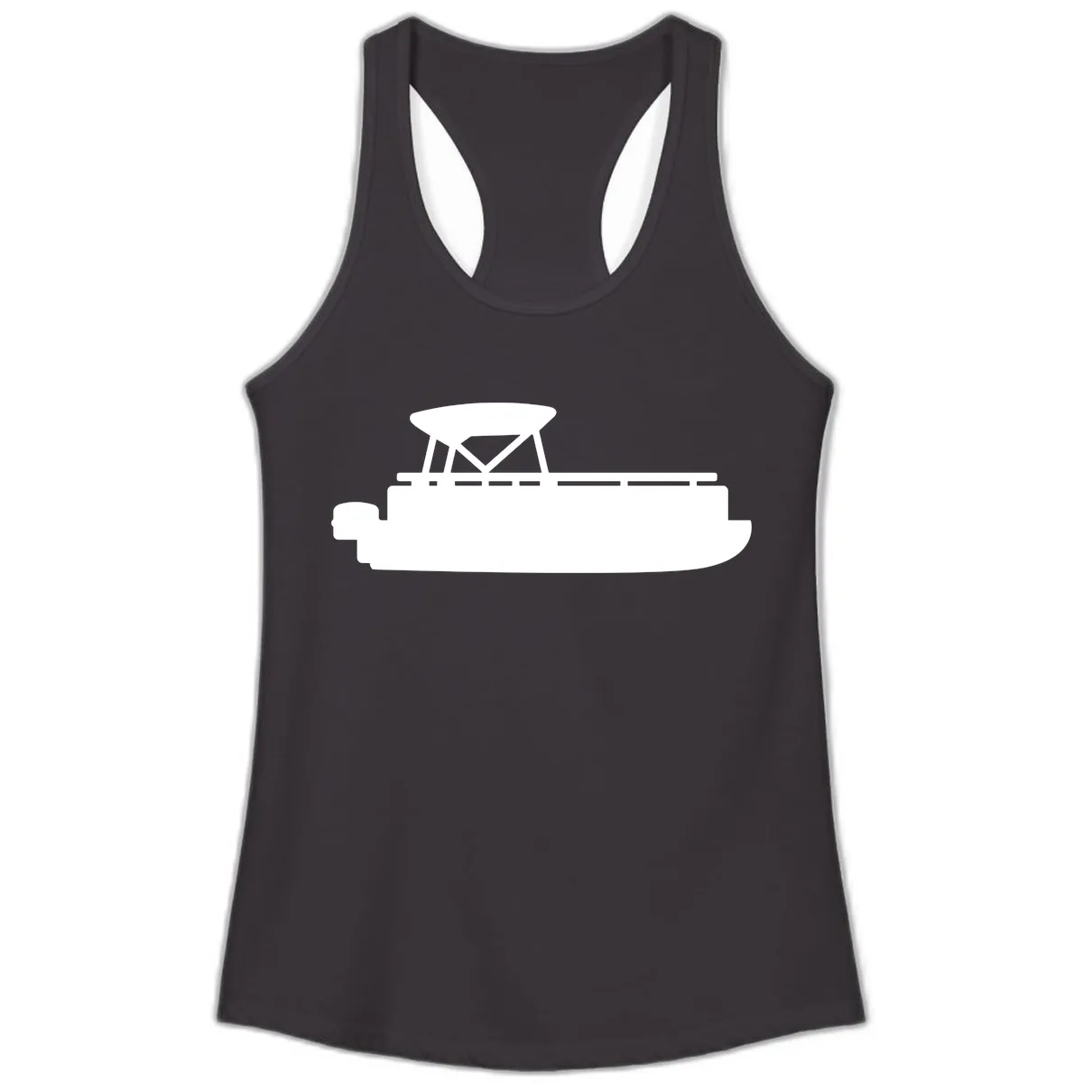 Pontoon Boat Silhouette Design Ladies Tank in Black