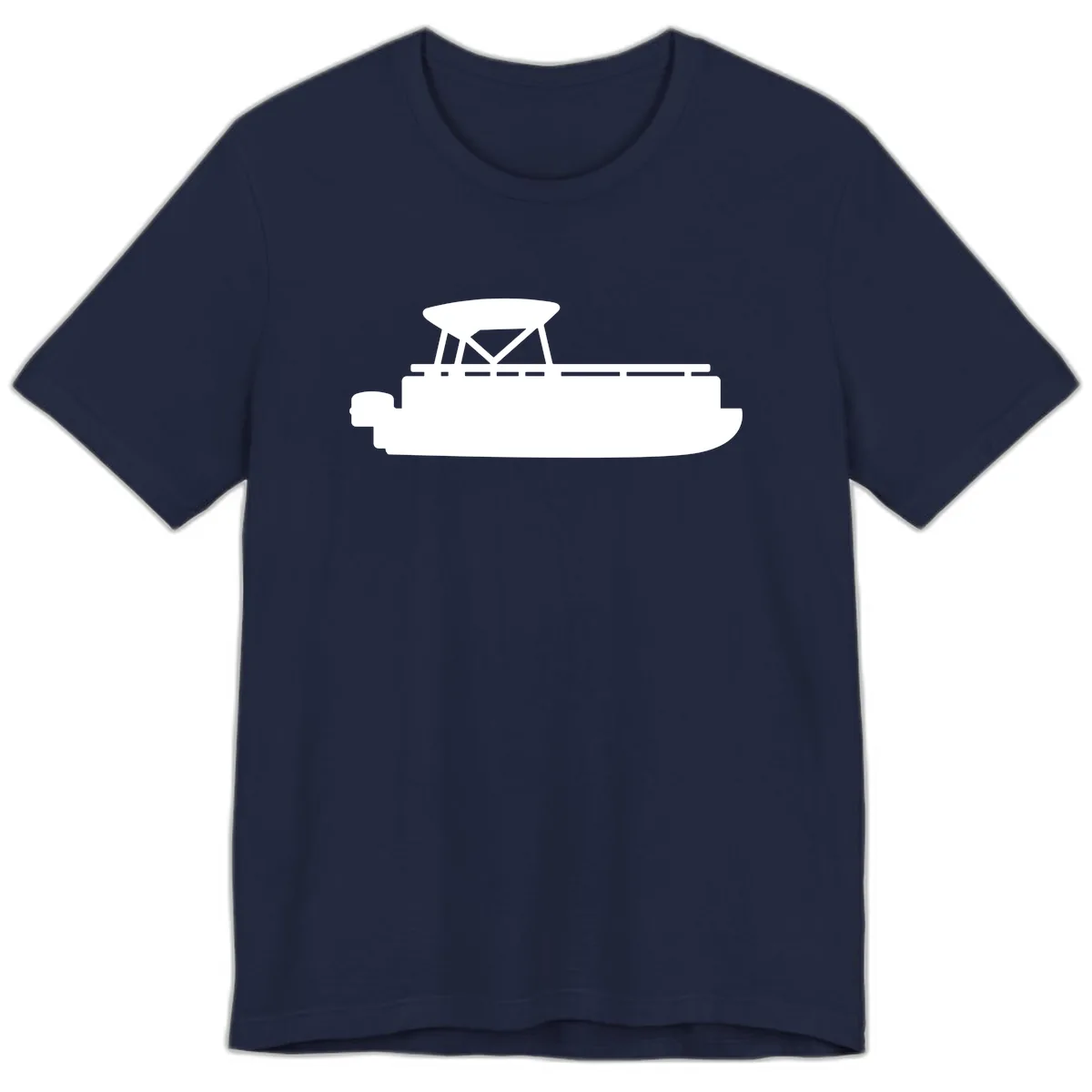 Pontoon Boat Silhouette Design Premium T-Shirt in Navy