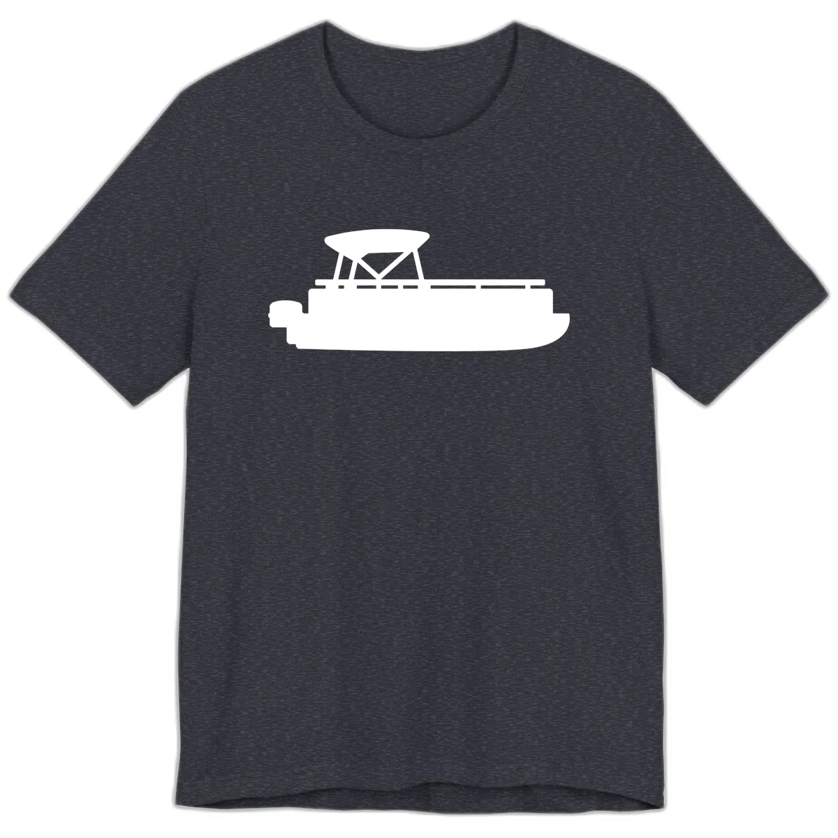 Pontoon Boat Silhouette Design Premium T-Shirt in Heather Navy