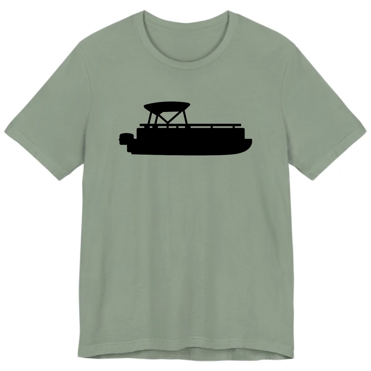Pontoon Boat Silhouette Design Premium T-Shirt in Sage