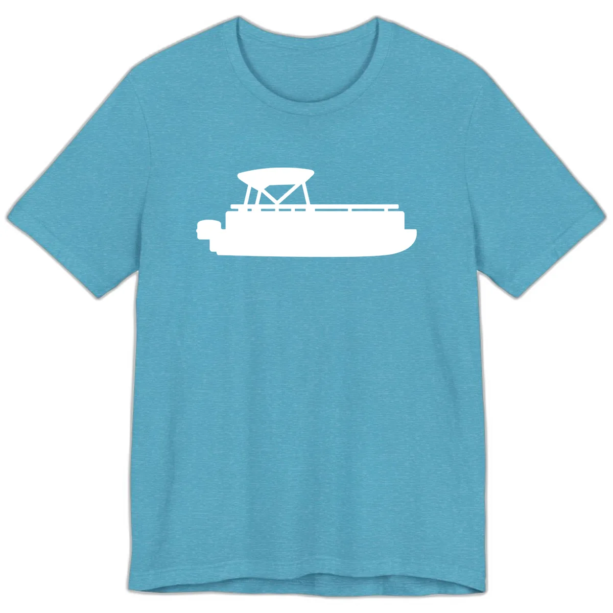 Pontoon Boat Silhouette Design Premium T-Shirt in Heather Aqua