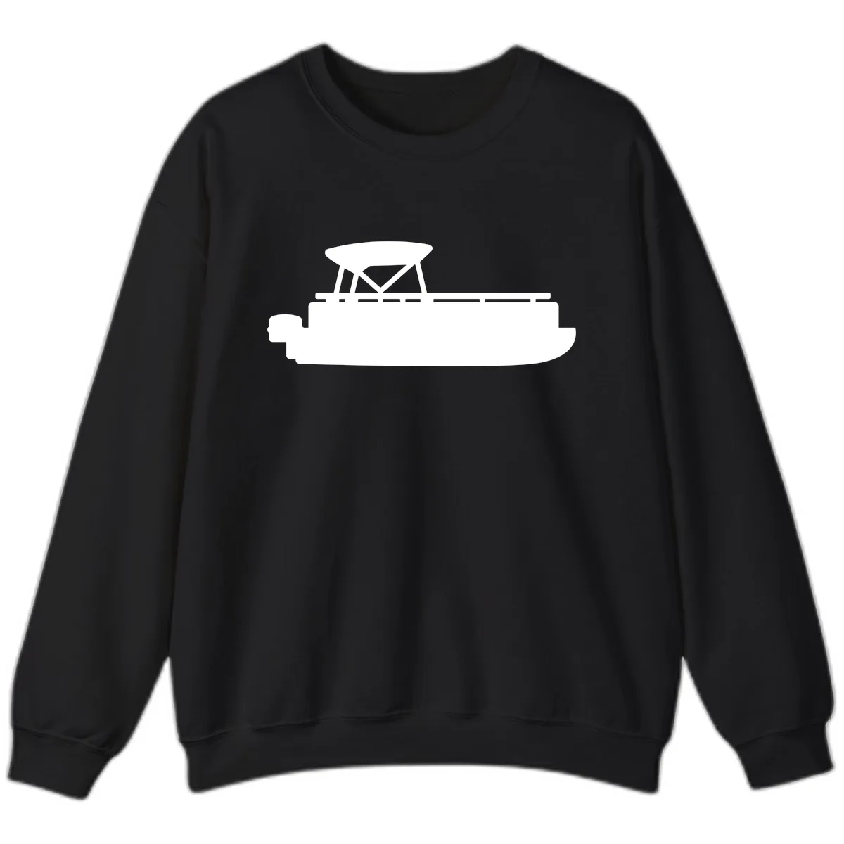 Pontoon Boat Silhouette Design Sweatshirt in Black