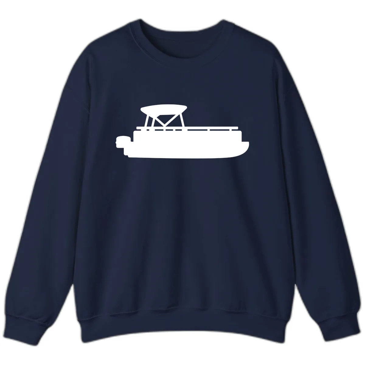 Pontoon Boat Silhouette Design Sweatshirt in Navy