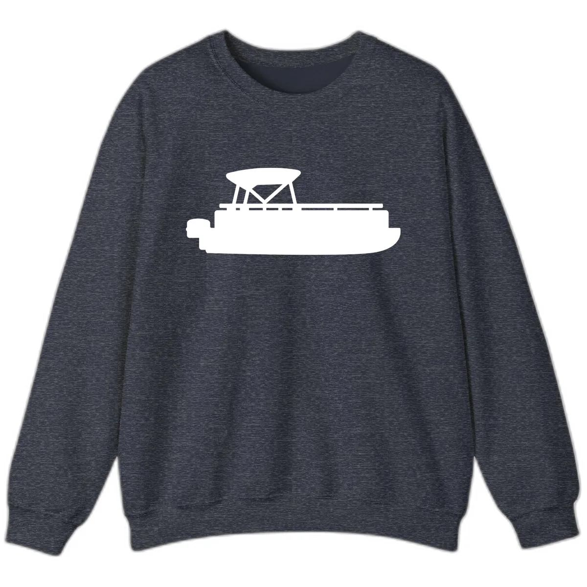 Pontoon Boat Silhouette Design Sweatshirt in Heather Sport Dark Navy