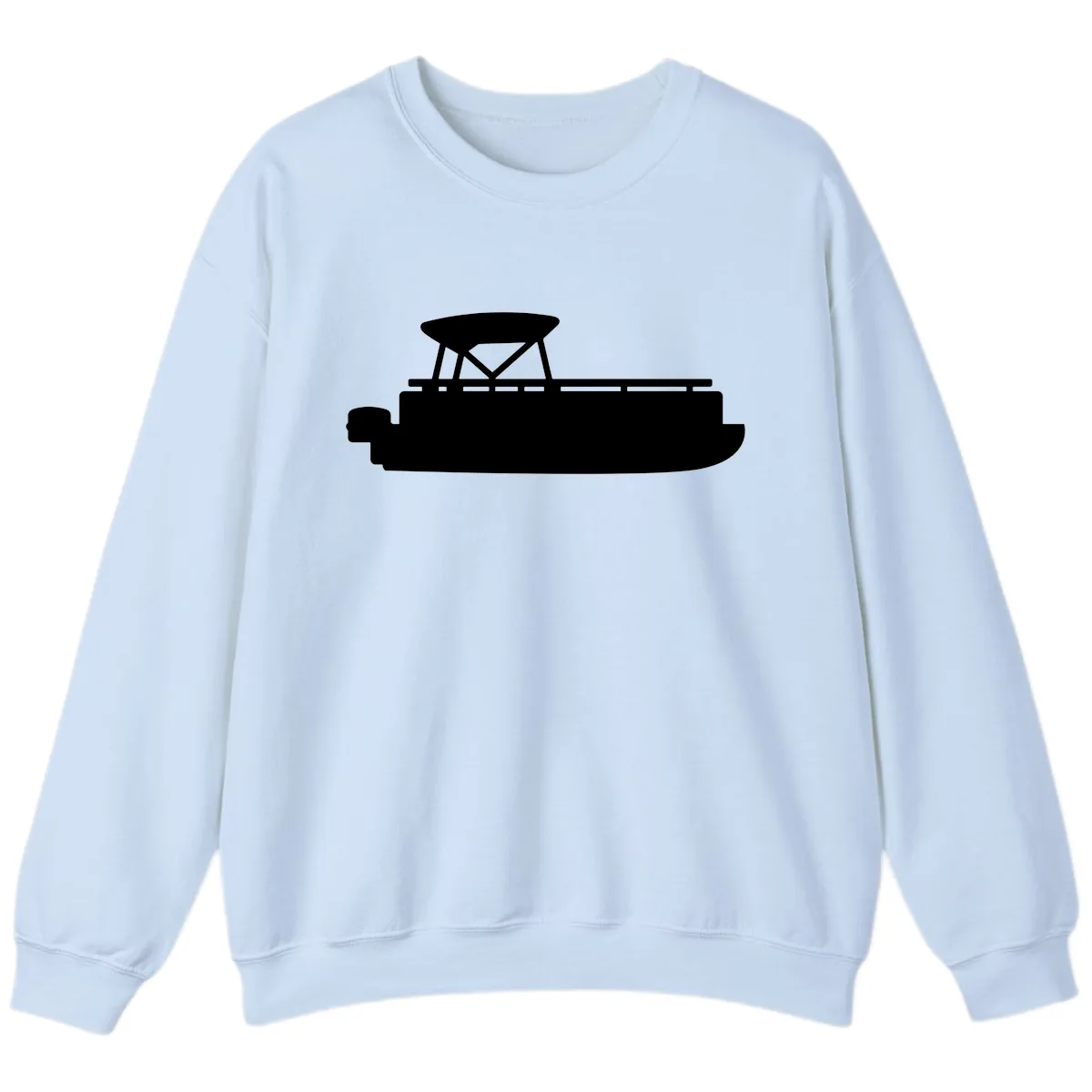 Pontoon Boat Silhouette Design Sweatshirt in Light Blue