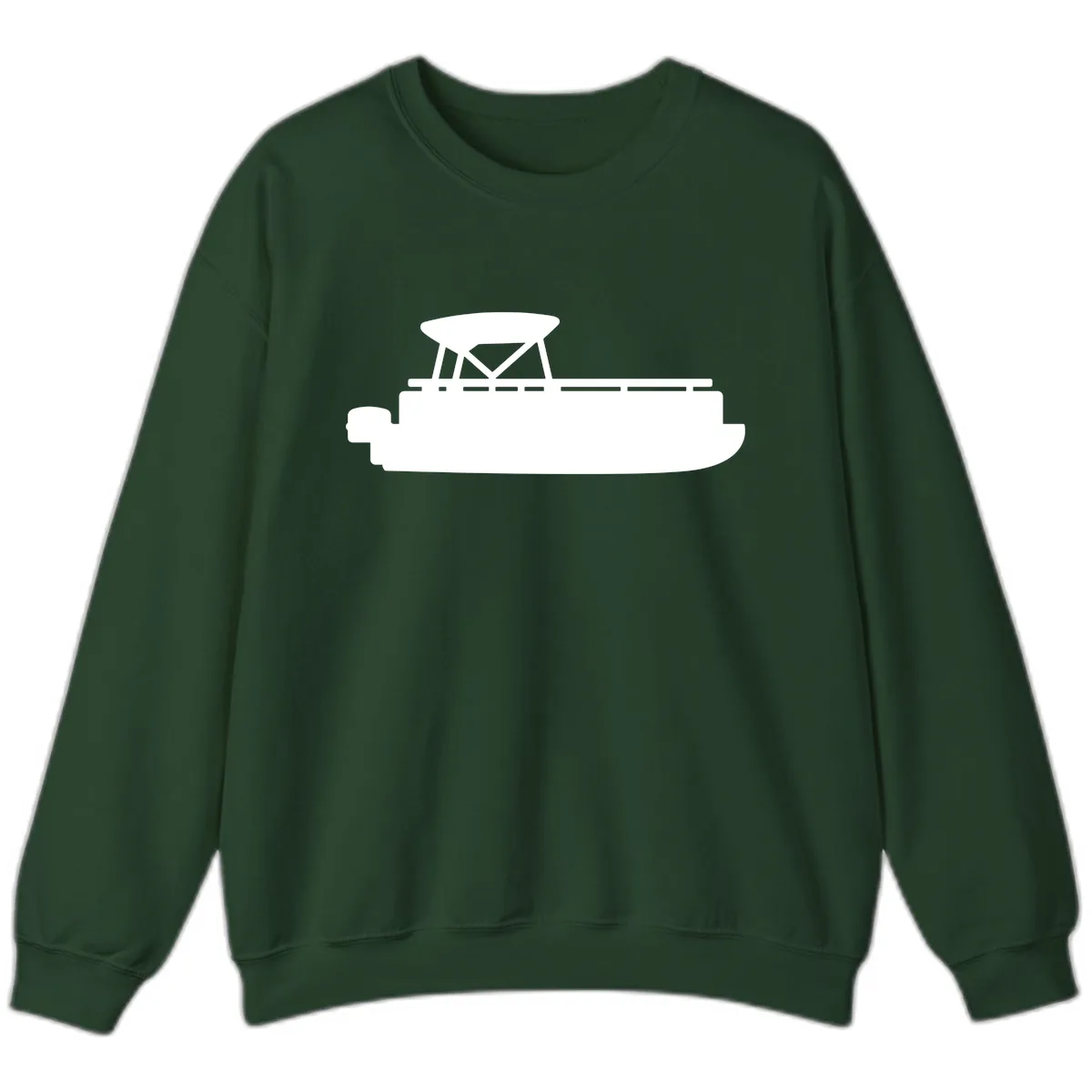 Pontoon Boat Silhouette Design Sweatshirt in Forest Green