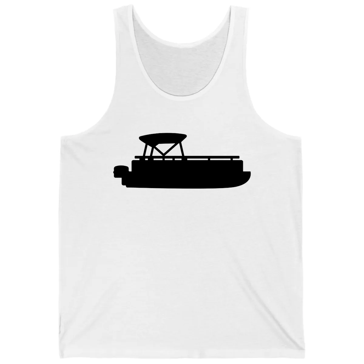 Pontoon Boat Silhouette Design Tank in White