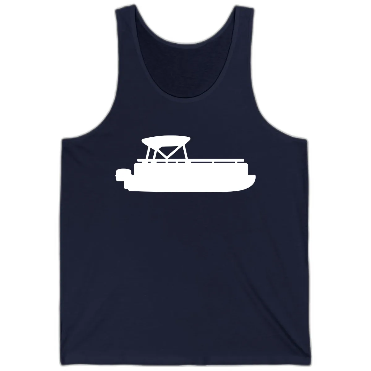 Pontoon Boat Silhouette Design Tank in Navy