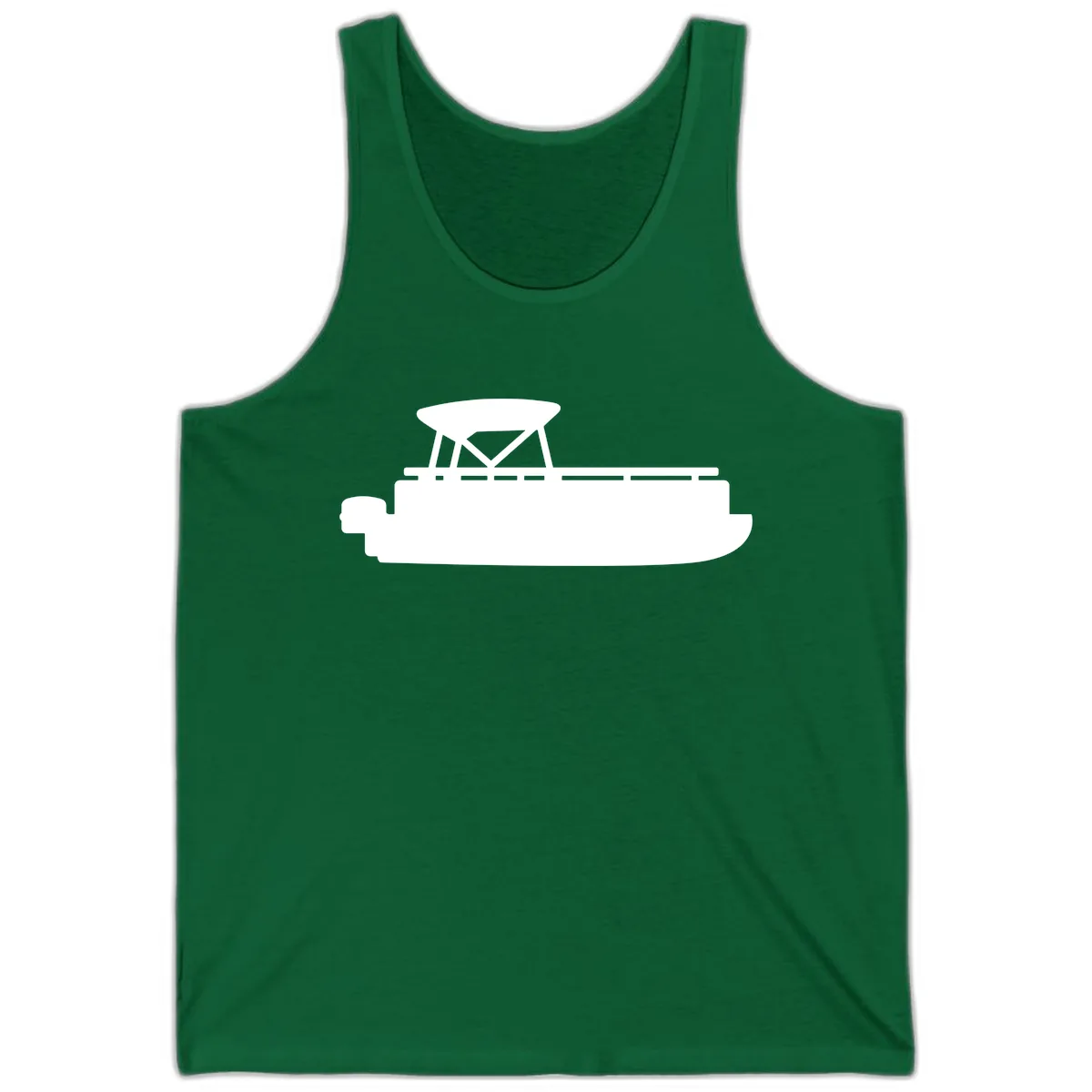 Pontoon Boat Silhouette Design Tank in Kelly