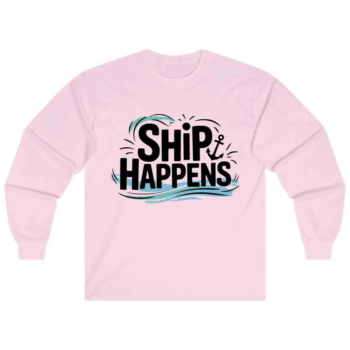 Ship Happens Nautical Humor Long Sleeve in Light Pink