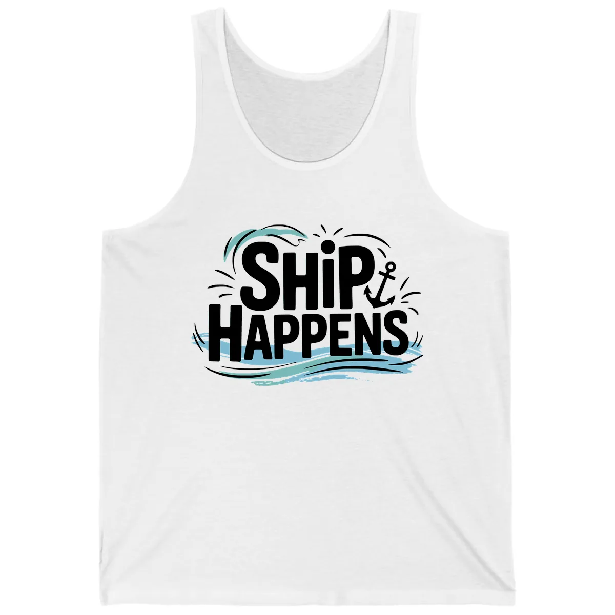 Ship Happens Nautical Humor Tank in White