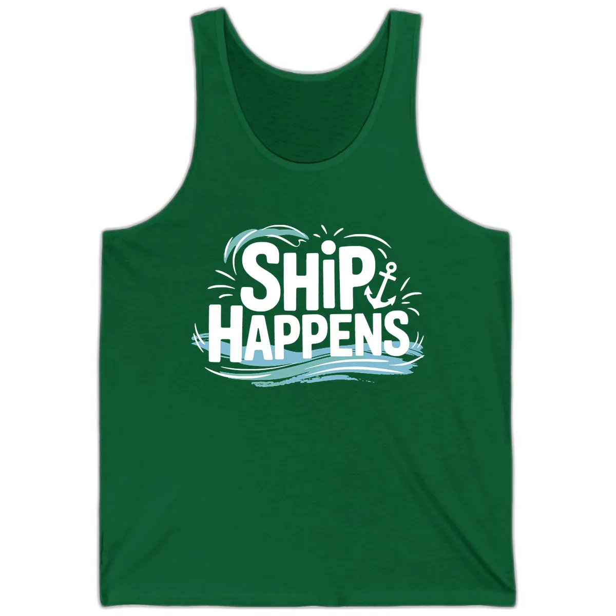 Ship Happens Nautical Humor Tank in Kelly