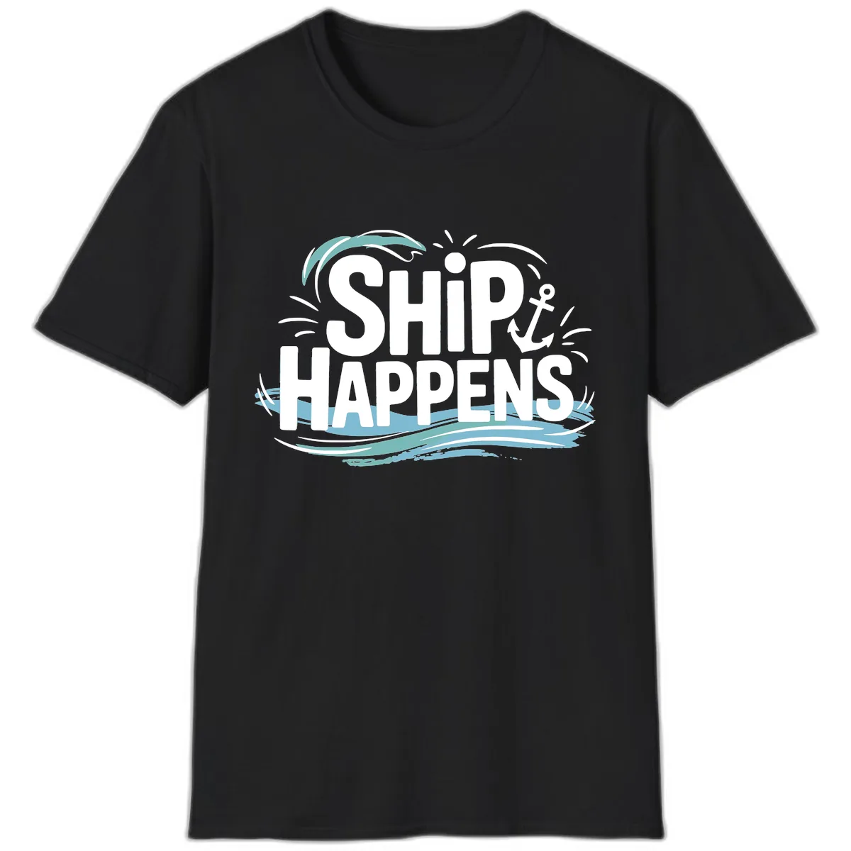 Ship Happens Nautical Humor T-Shirt in Black