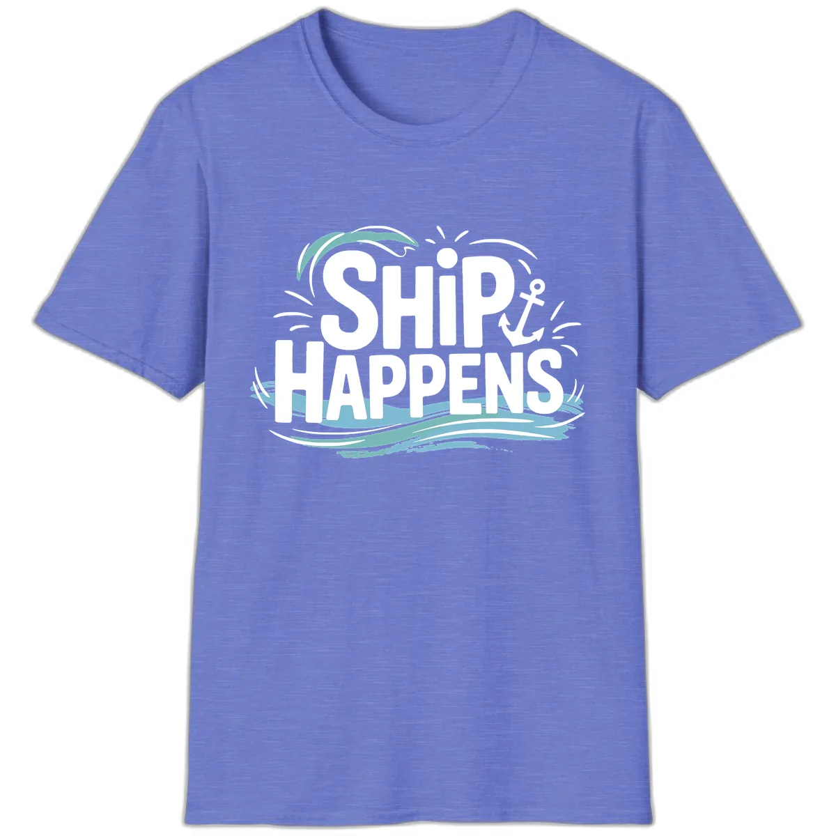 Ship Happens Nautical Humor T-Shirt in Heather Royal