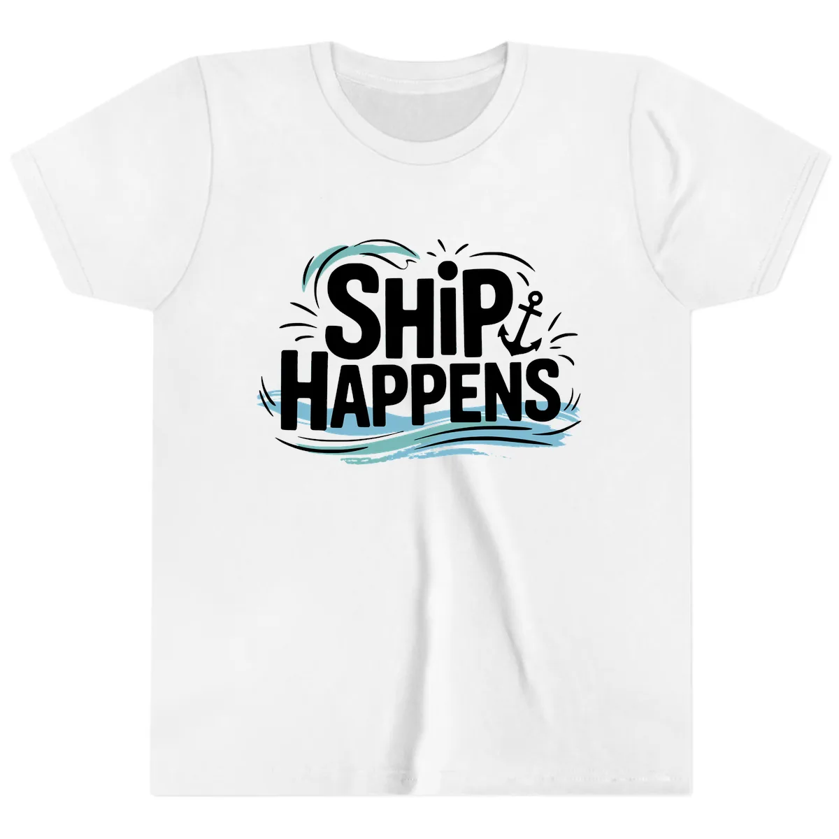 Ship Happens Nautical Humor Youth T-Shirt in White