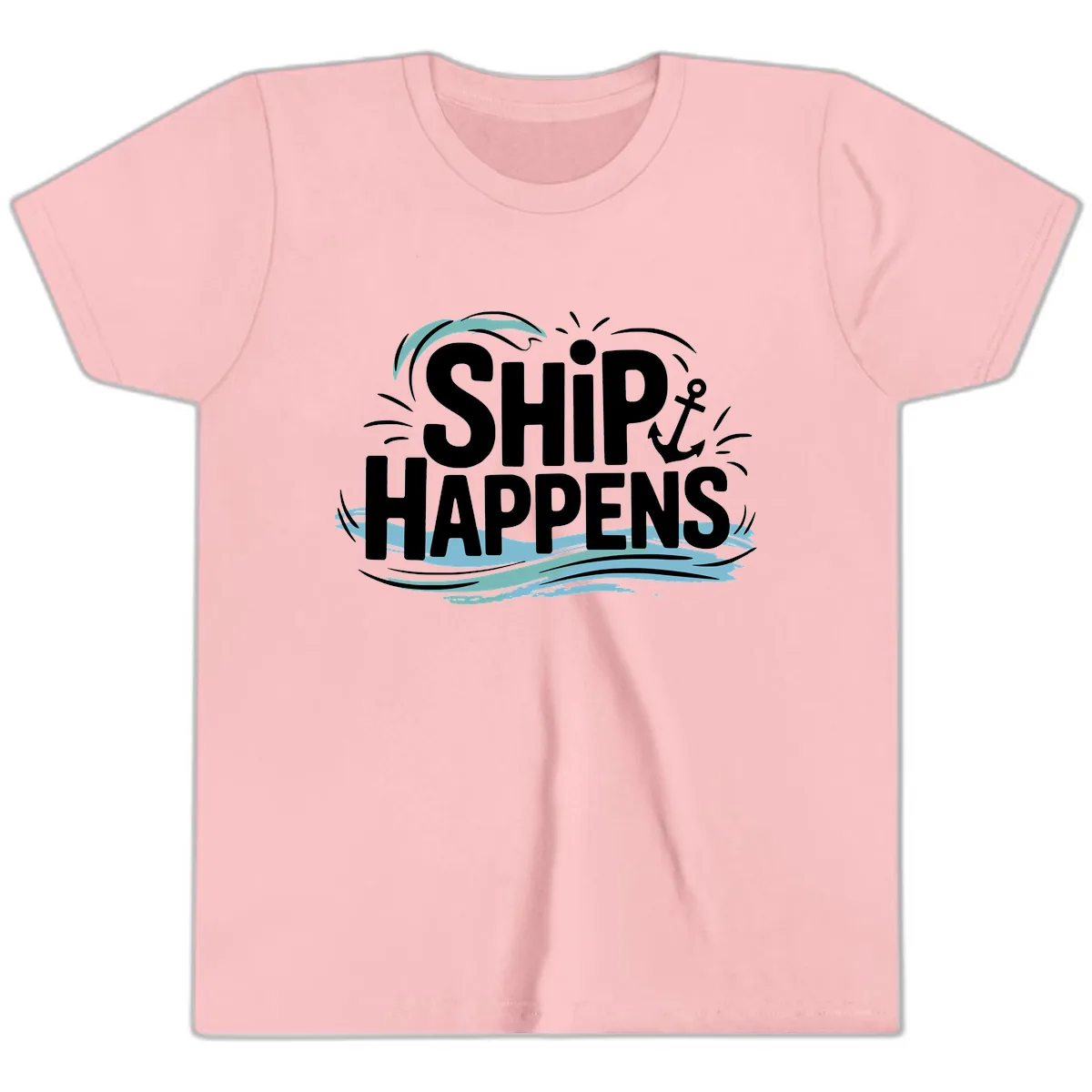 Ship Happens Nautical Humor Youth T-Shirt in Pink