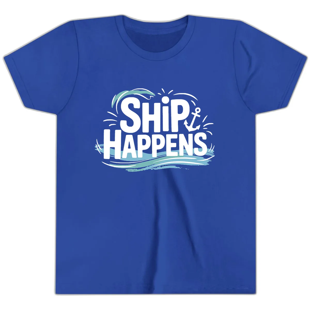 Ship Happens Nautical Humor Youth T-Shirt in True Royal