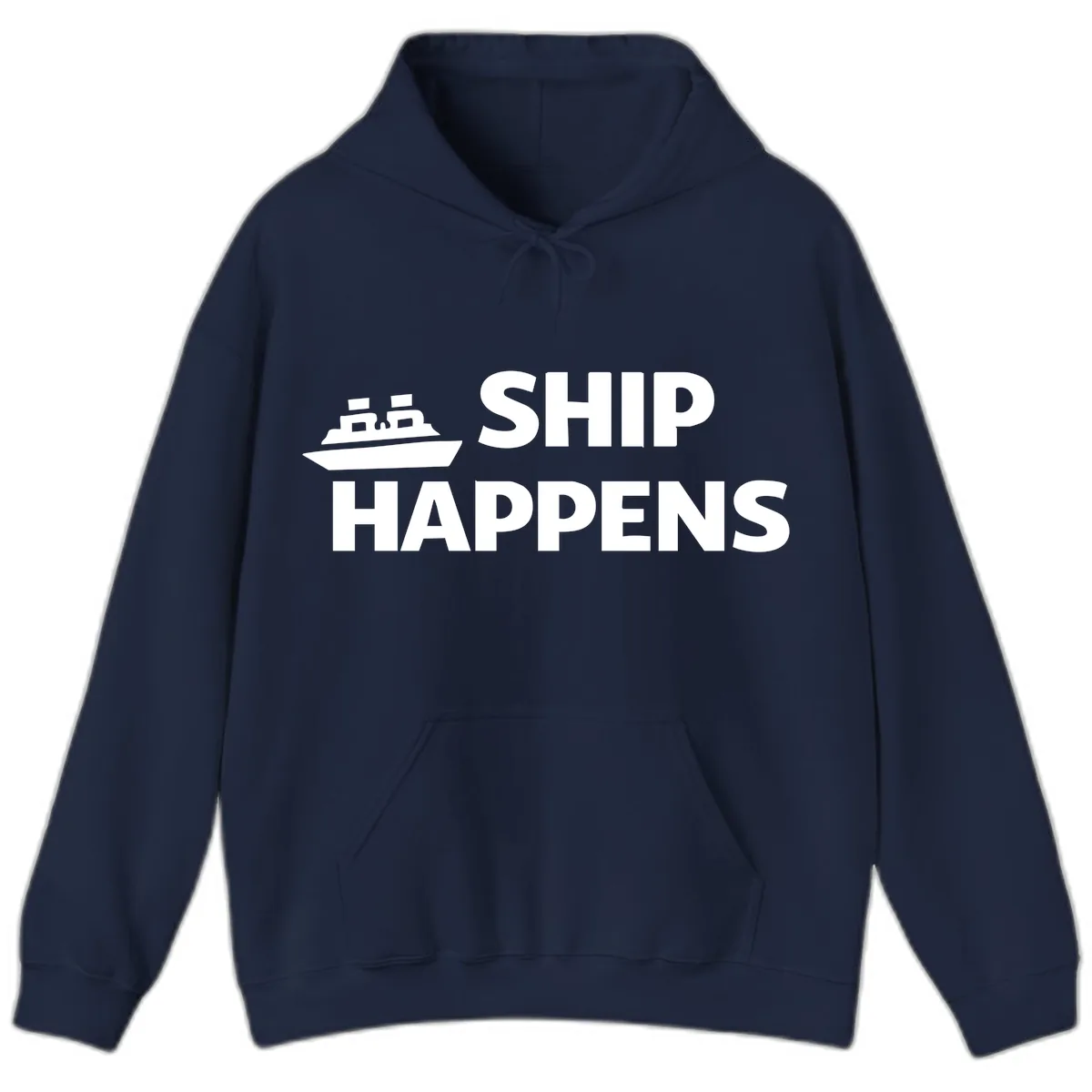 Ship Happens Nautical Humor Design Hoodie in Navy