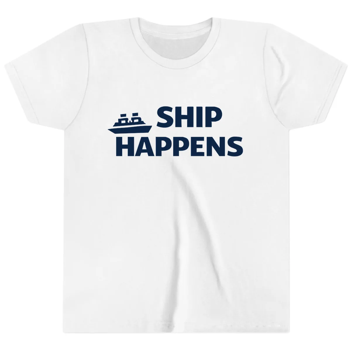 Ship Happens Nautical Humor Design Youth T-Shirt in White
