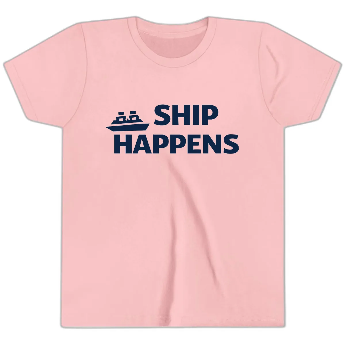Ship Happens Nautical Humor Design Youth T-Shirt in Pink