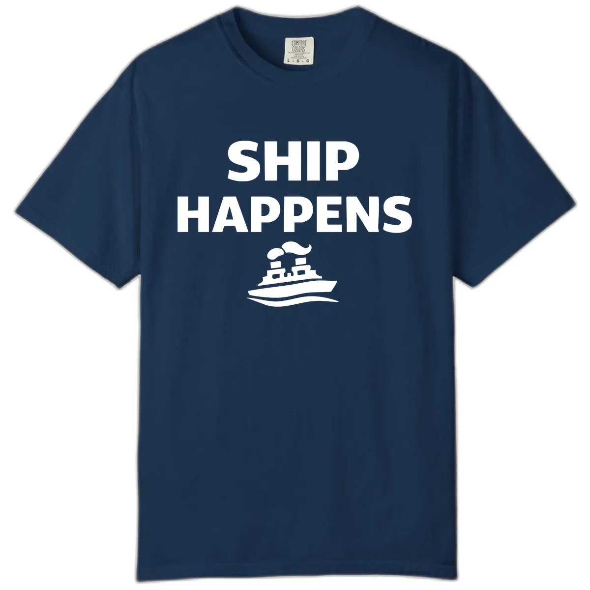 Ship Happens Boat Humor Comfort Color in Navy