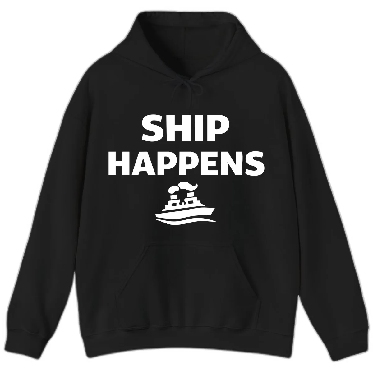 Ship Happens Boat Humor Hoodie in Black
