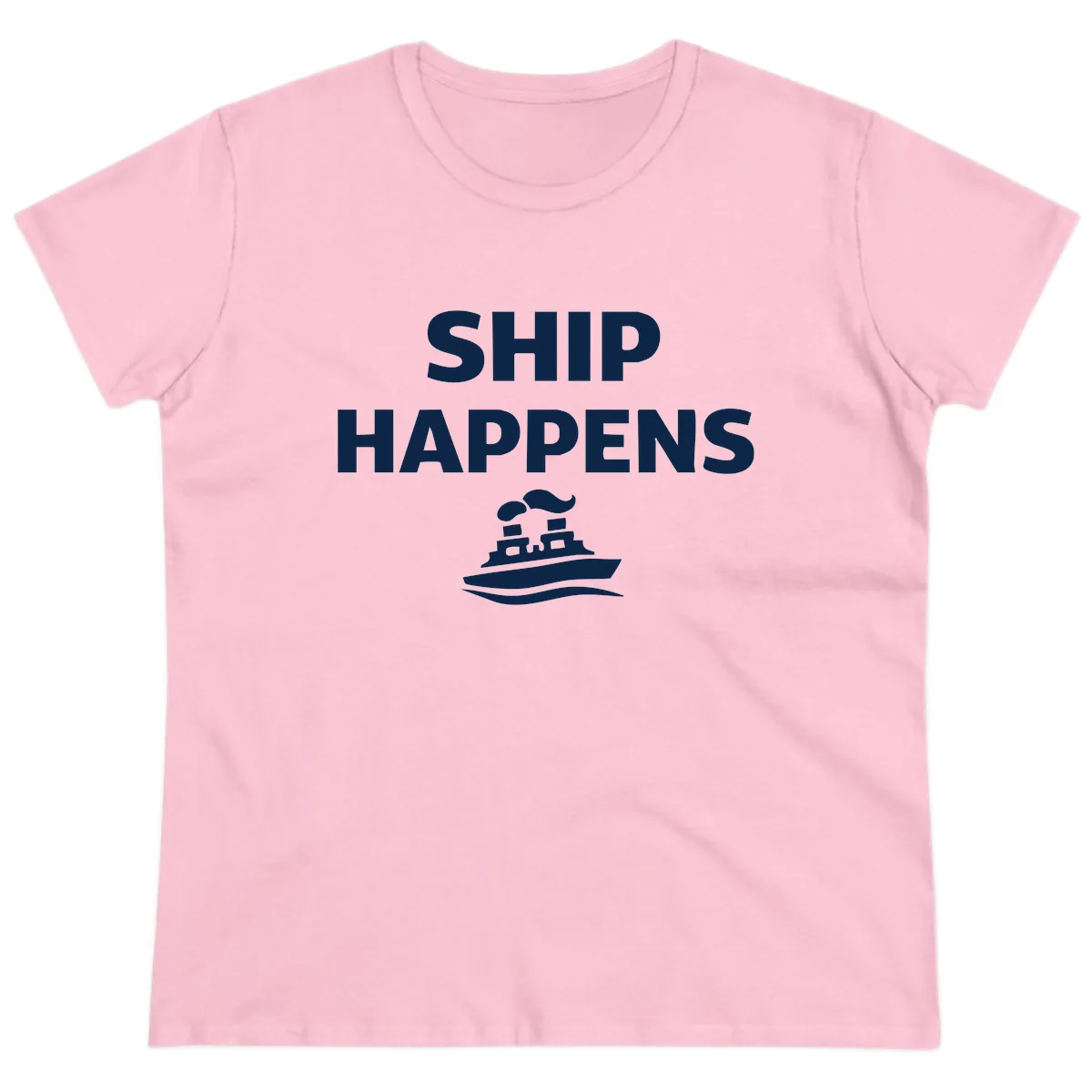 Ship Happens Boat Humor Ladies Tee in Light Pink