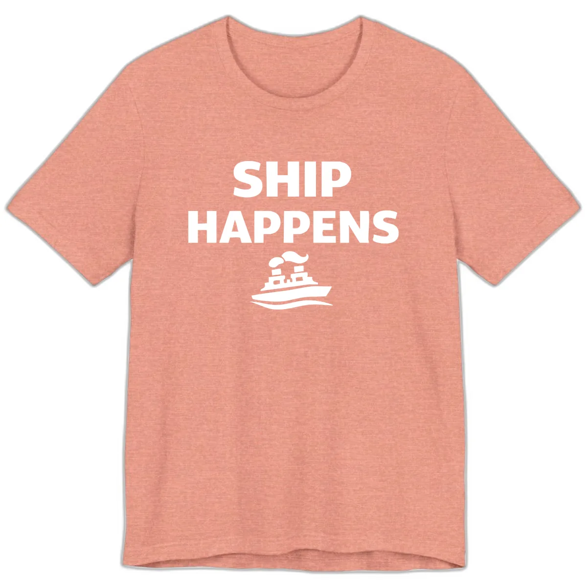 Ship Happens Boat Humor Premium T-Shirt in Heather Sunset