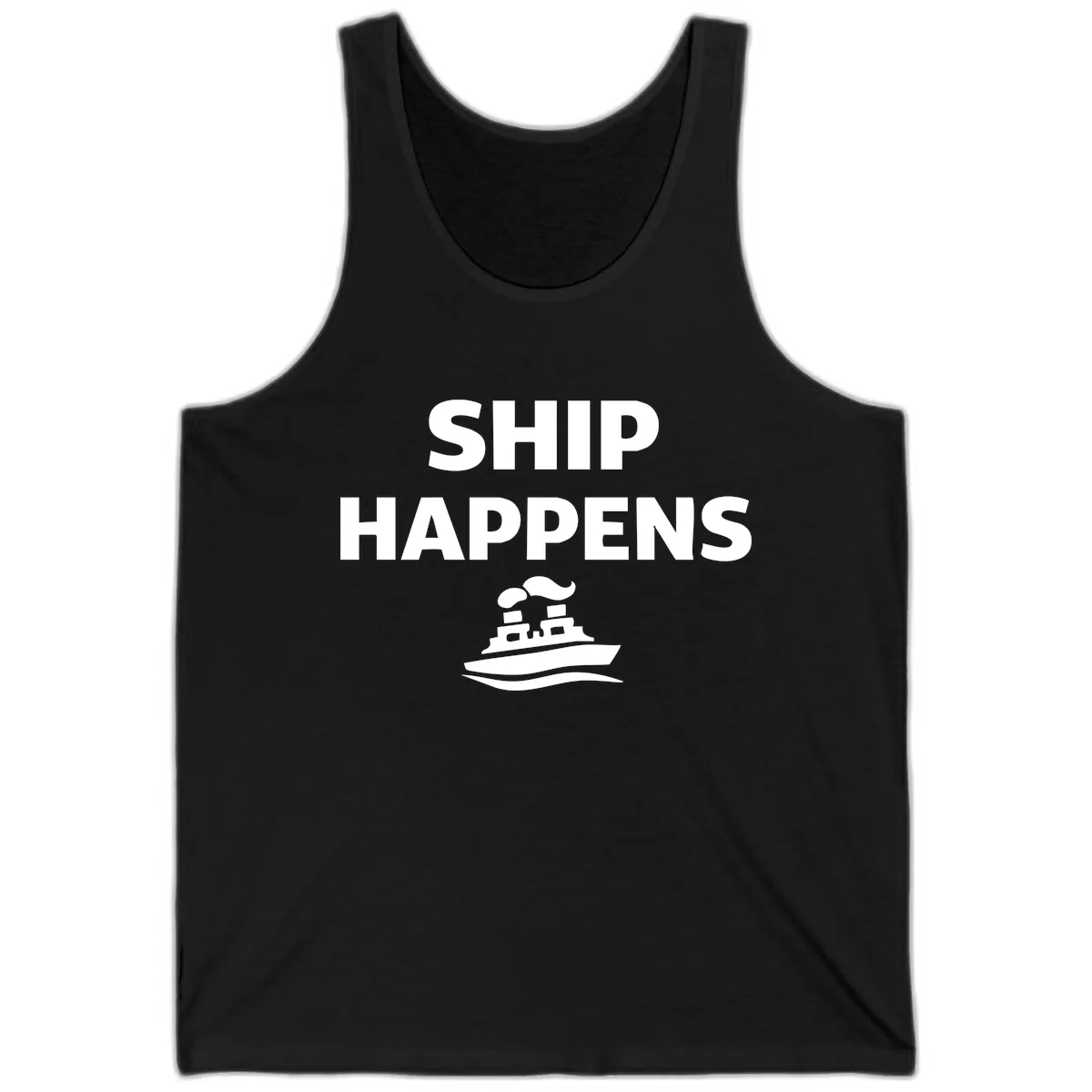 Ship Happens Boat Humor Tank in Black