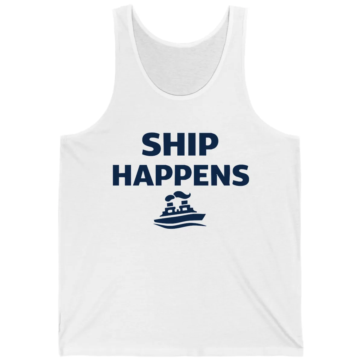 Ship Happens Boat Humor Tank in White